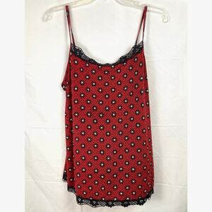 Y2K Unbranded Womens XL Red Geo Lace Trim Cami Vamp Whimsigoth Witchy Romantic